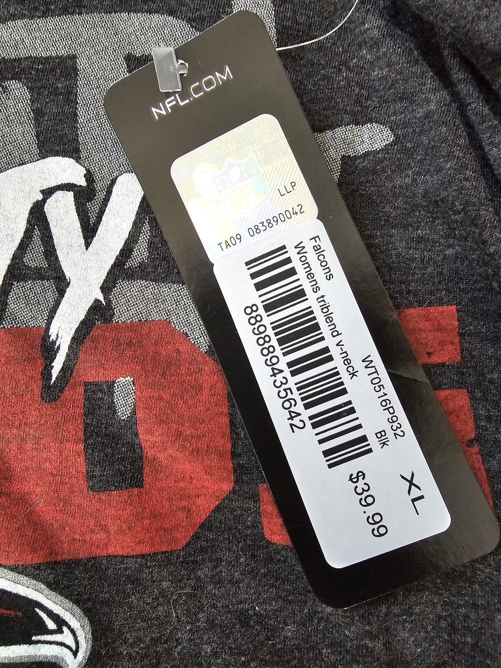 Majestic Charcoal V-Neck Tee with Red and White 'Dirty Birds' Graphic - Picture 4 of 5
